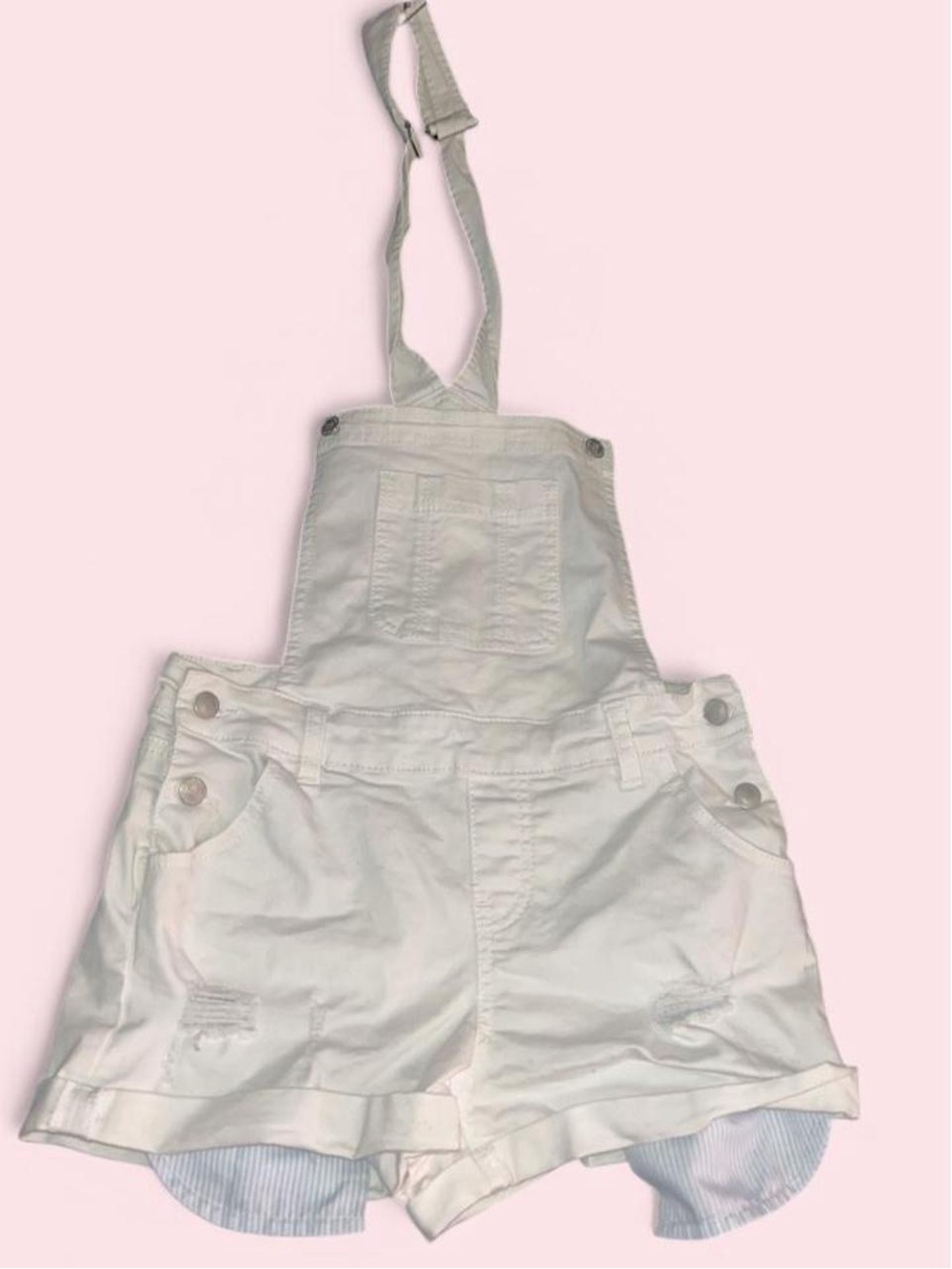 Wax Jean White Girls' Short Overalls Bodysuit with Straps